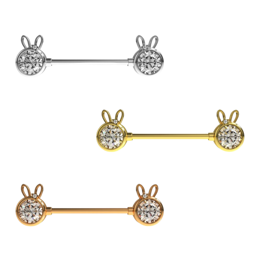 316L Surgical steel Hello Kitty With Tiny Star jeweled Bow Nipple Bar Piercing