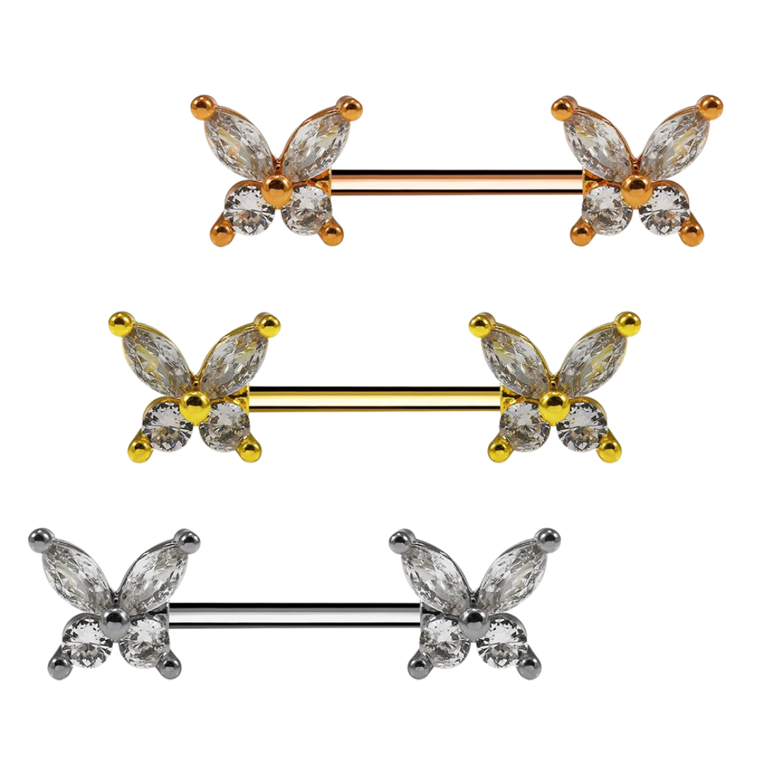 Butterfly Jeweled Nipple Piercing Jewelry