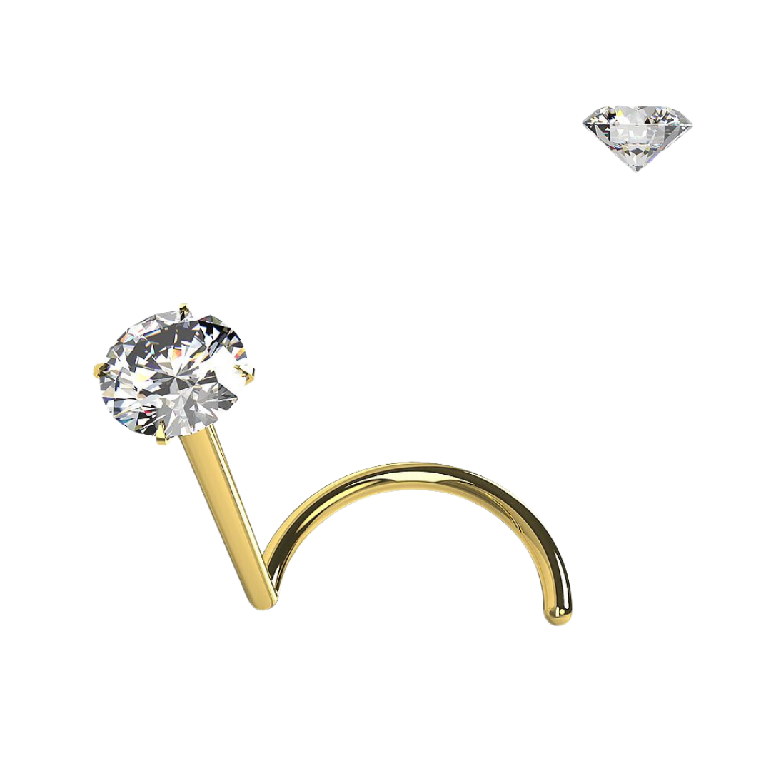 14k - 9K Gold with Genuine DIAMOND Nose Screw