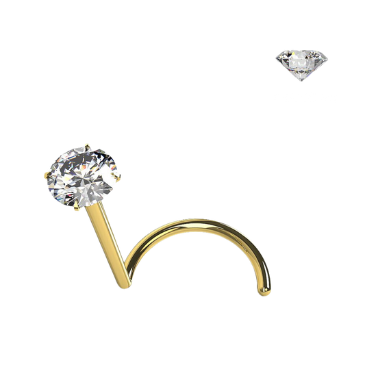 14k - 9K Gold with Genuine DIAMOND Nose Screw