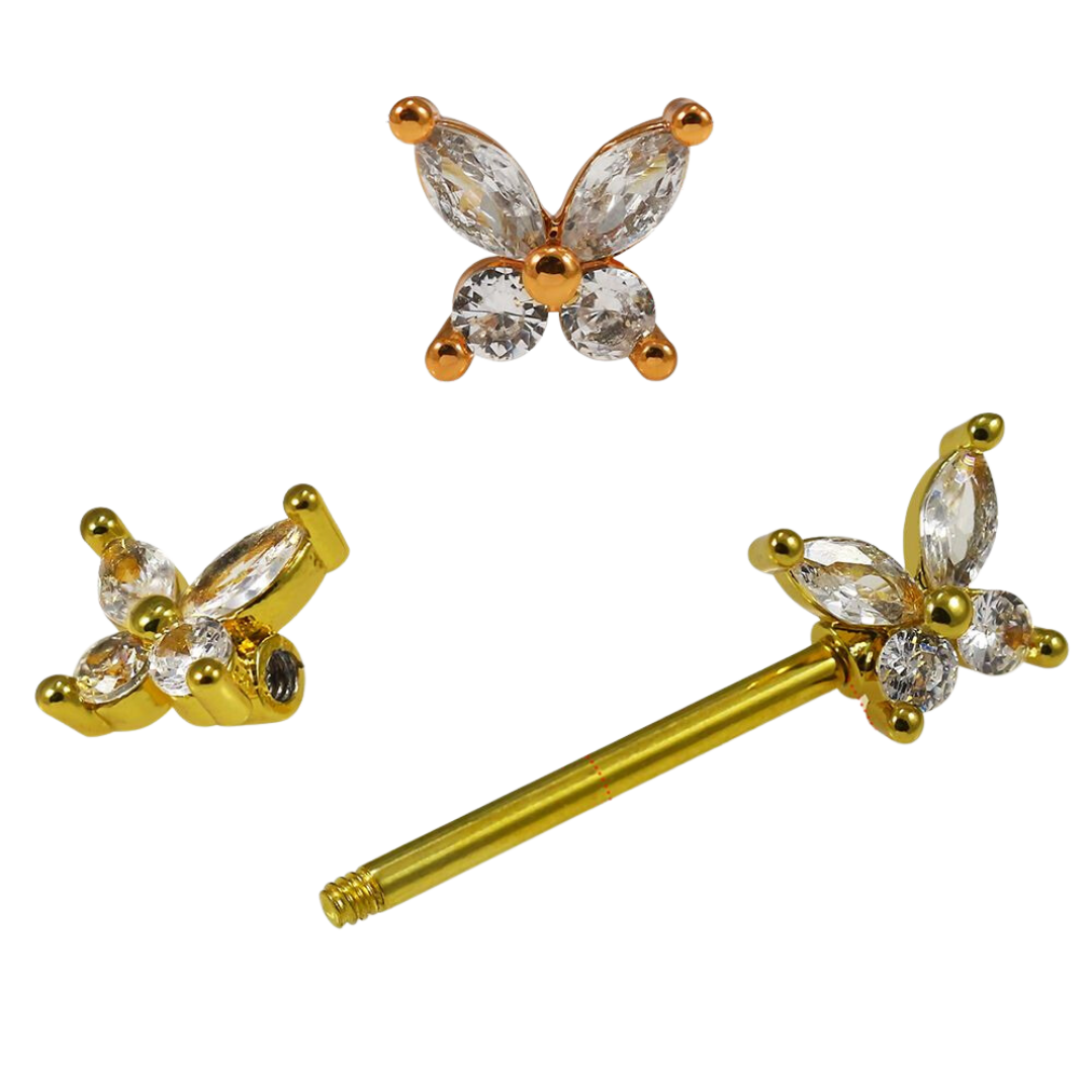 Butterfly Jeweled Nipple Piercing Jewelry