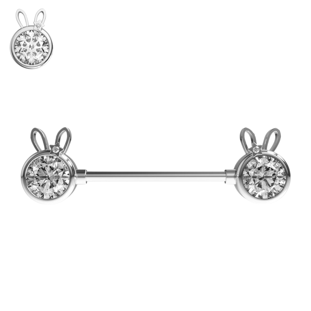 316L Surgical steel Hello Kitty With Tiny Star jeweled Bow Nipple Bar Piercing