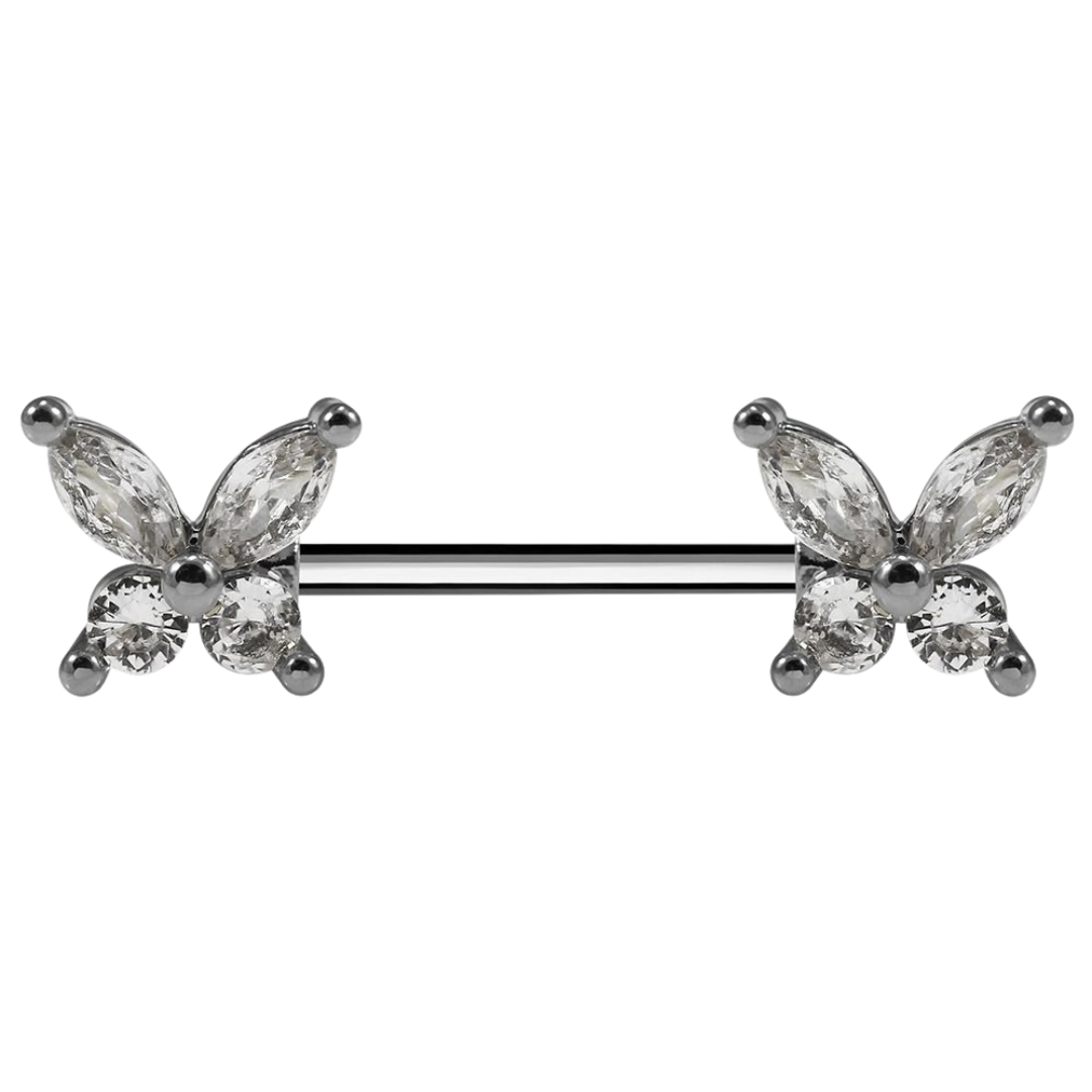 Butterfly Jeweled Nipple Piercing Jewelry