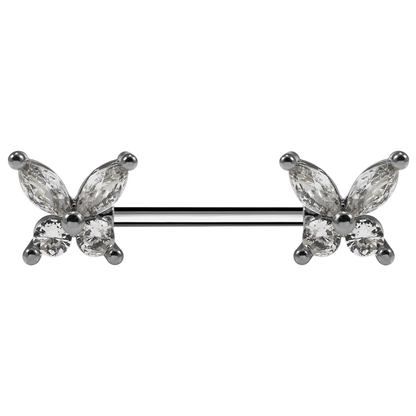 Butterfly Jeweled Nipple Piercing Jewelry